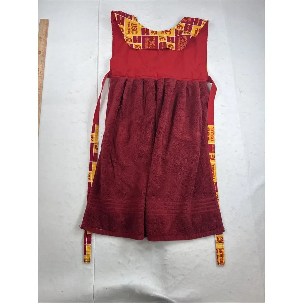 Upcycled USC Trojans Towel Apron Handmade University of Southern California BBQ